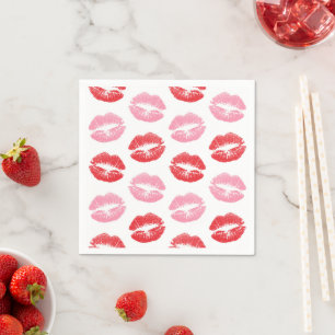 Red and Pink Lips, Pattern Of Lips, Lipstick, Kiss Napkin