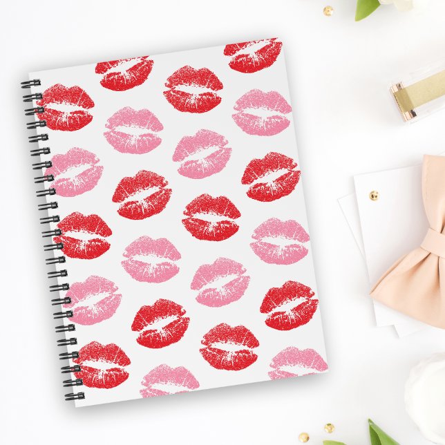 Red and Pink Lips, Pattern Of Lips, Lipstick, Kiss Notebook (Creator Uploaded)