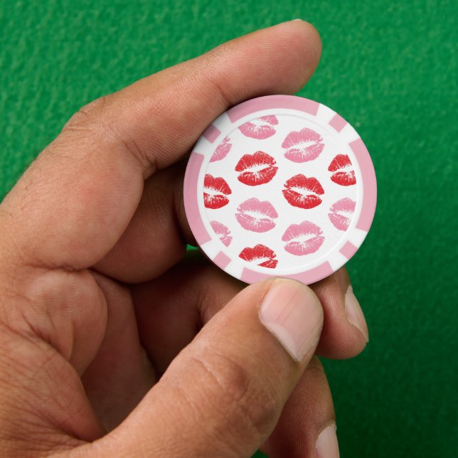 Red and Pink Lips, Pattern Of Lips, Lipstick, Kiss Poker Chips (Hand)