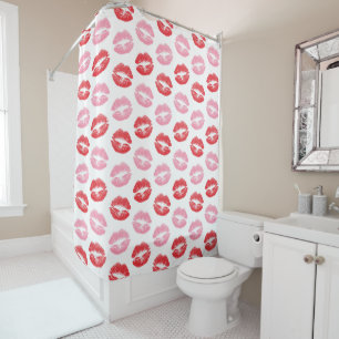 Red and Pink Lips, Pattern Of Lips, Lipstick, Kiss Shower Curtain
