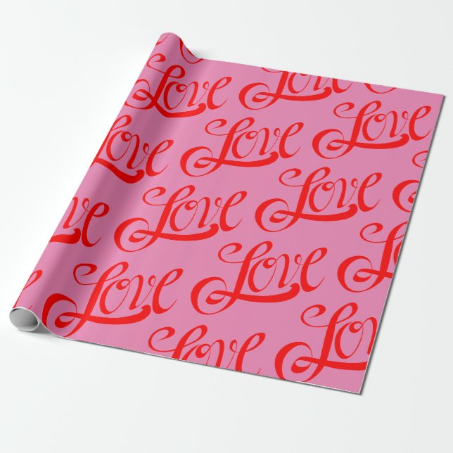 Red and Pink Love Wrapping Paper (Unrolled)