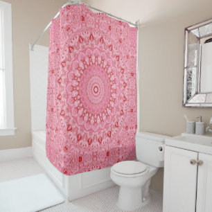 Red and Pink Mandala Pattern Design Shower Curtain