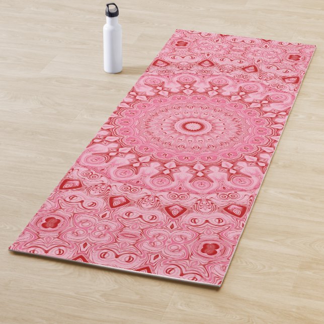 Red and Pink Mandala Pattern Design Yoga Mat (In Situ)