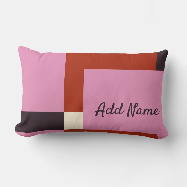 Red and Pink Modern Abstract Lumbar Cushion (Front)