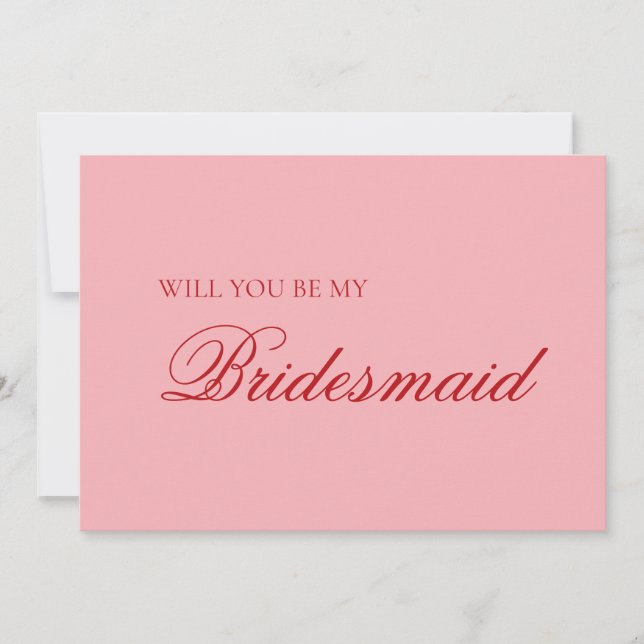 Red and Pink Modern Simple Bridesmaid Proposal Card (Front)