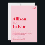 red and pink modern text wedding invitation<br><div class="desc">red and pink wedding invite template,  add your own details and QR code.</div>