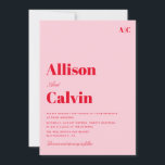 red and pink modern text wedding invitation<br><div class="desc">red and pink wedding invite template,  add your own details and QR code.</div>