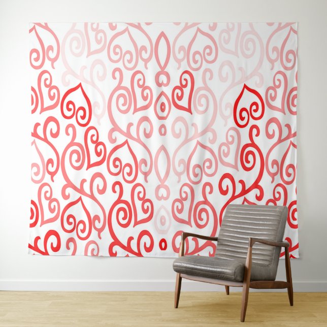 Red and Pink Ombre Heart  Tapestry (In Situ (Horizontal))
