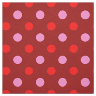 Red and Pink On Maroon Polka Dots Design Fabric