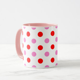 Red and Pink On White Polka Dots Design Mug