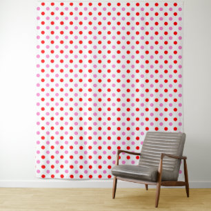Red and Pink On White Polka Dots Design  Tapestry
