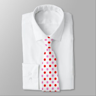 Red and Pink On White Polka Dots Design  Tie