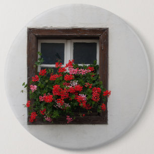 Red And Pink Pelargonium 6 Cm Round Badge