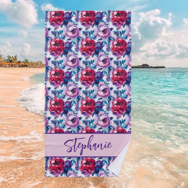 Red and Pink Peony Blossoms Beach Towel (Creator Uploaded)