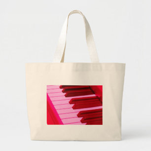 Red and Pink Piano or Organ Keyboard Large Tote Bag