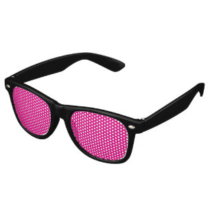 Red and pink polka dot wrapping paper with evenly retro sunglasses