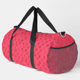 red and pink polka dots duffle bag