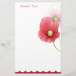 Red And Pink Poppies Stationery