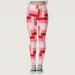 Red and Pink Rectangles Leggings