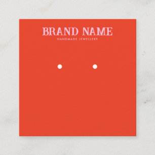 Red and Pink Retro Bold Modern Earrings Display Square Business Card