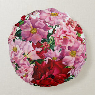 Red and Pink Roses 2008 Round Cushion