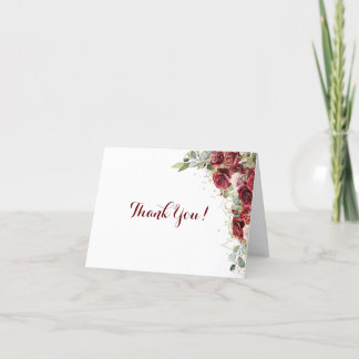 Red And Pink Roses Thank You Card