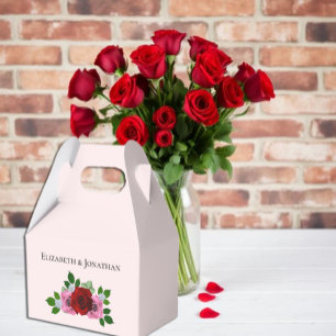 Red and Pink Roses Wedding Favour Box