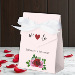 Red and Pink Roses Wedding Favour Box