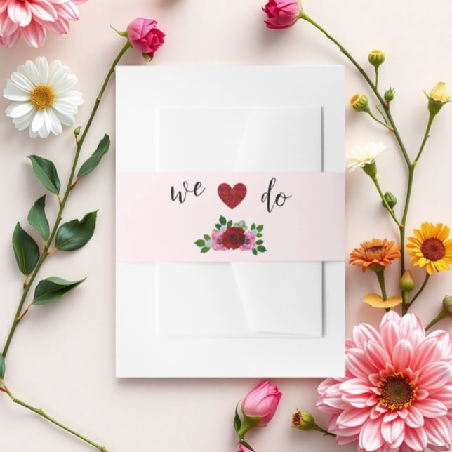 Red and Pink Roses Wedding Invitation Belly Band (Creator Uploaded)