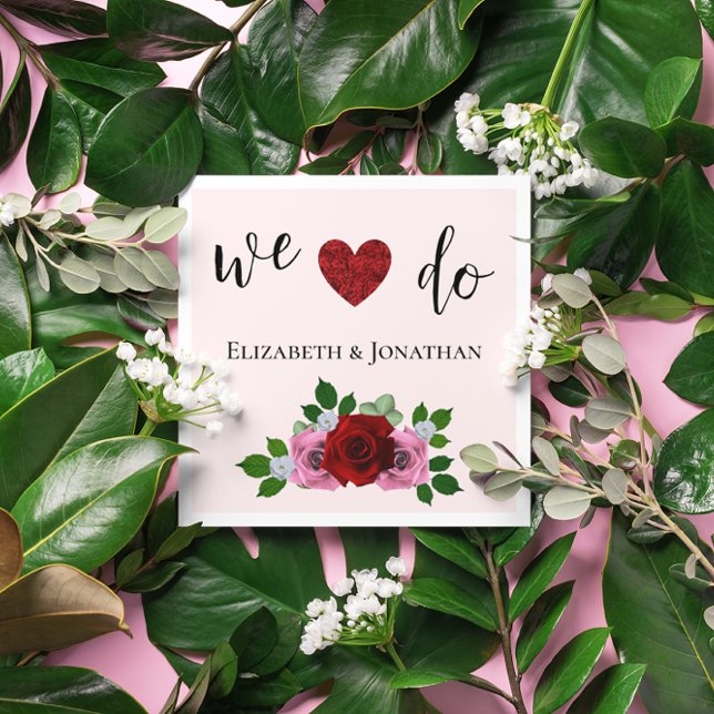 Red and Pink Roses Wedding Napkin (Creator Uploaded)