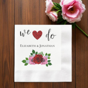 Red and Pink Roses Wedding Napkin