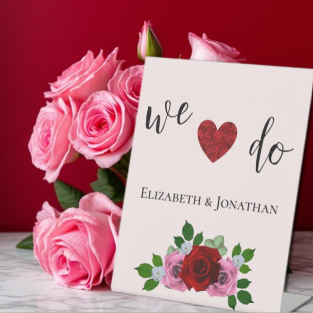 Red and Pink Roses Wedding Pedestal Sign (Creator Uploaded)