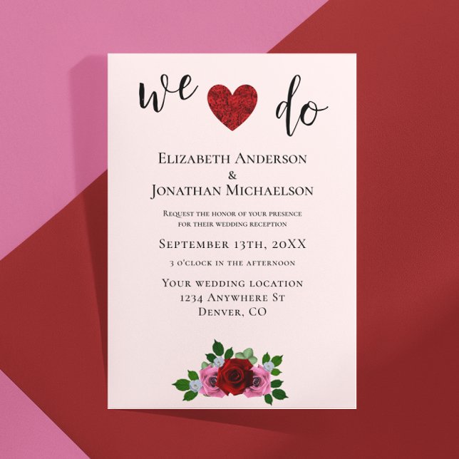 Red and Pink Roses Wedding Reception Invitation (Creator Uploaded)