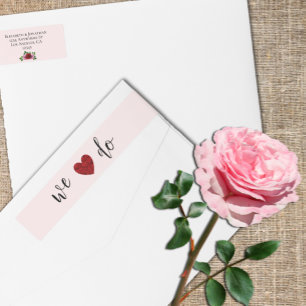Red and Pink Roses Wedding Wrap Around Label