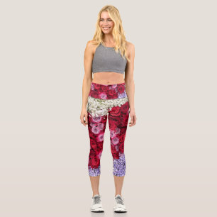 Red and Pink Roses with Colourful Gypsophila Capri Leggings