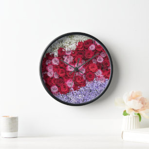 Red and Pink Roses with Colourful Gypsophila Clock