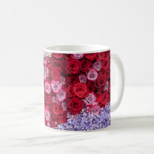 Red and Pink Roses with Colourful Gypsophila Coffee Mug