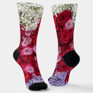 Red and Pink Roses with Colourful Gypsophila Socks