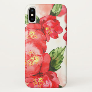 Red and Pink Soft Watercolor Roses iPhone X Case