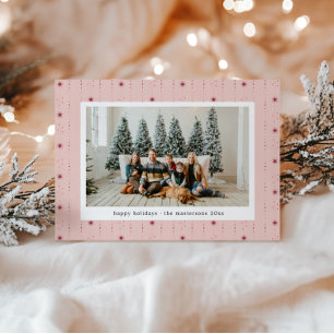 Red And Pink Stars Wallpaper Photo Holiday Card