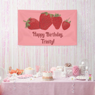 Red and Pink Strawberry Custom Party Banner
