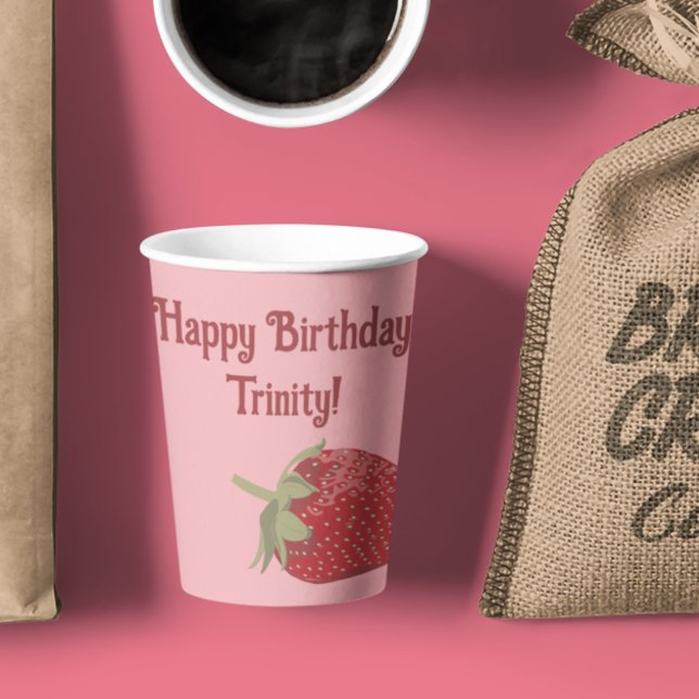 Red and Pink Strawberry Custom Party Paper Cups (Creator Uploaded)