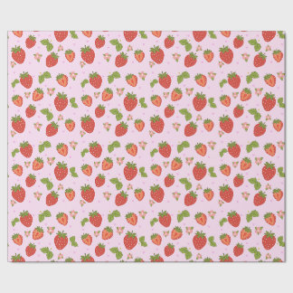 Red And Pink Strawberry Pattern Wrapping Paper