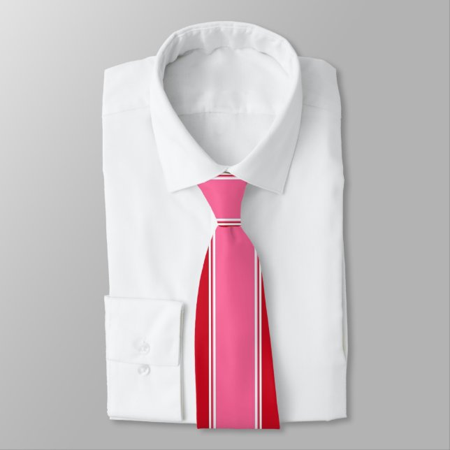 Red and Pink Stripe Tie (Tied)
