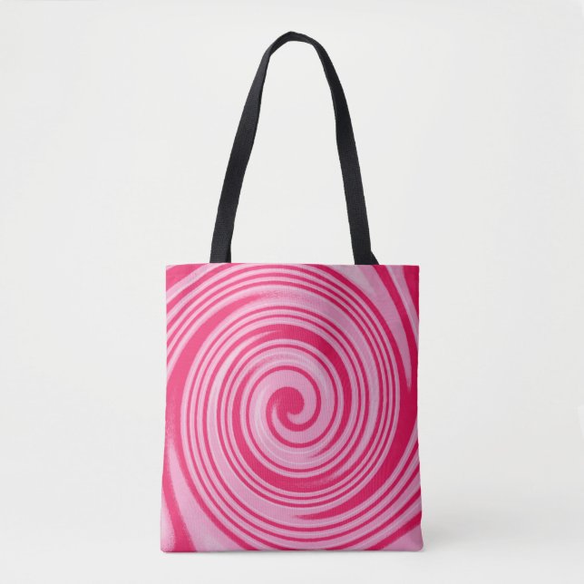 Red and pink swirl pattern tote bag (Front)