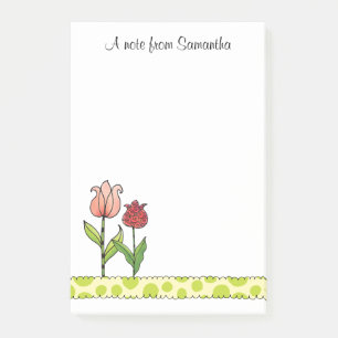 Red and Pink Tulips Personalised 4 x 6 Post-it Notes