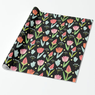 Red And Pink Tulips Wrapping Paper