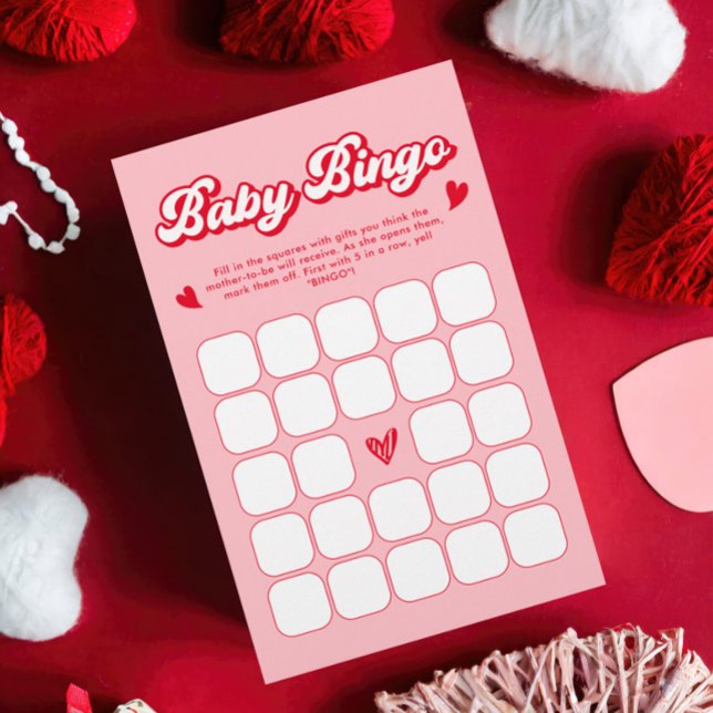 Red and Pink Valentine Baby Shower Baby Bingo Game (Creator Uploaded)
