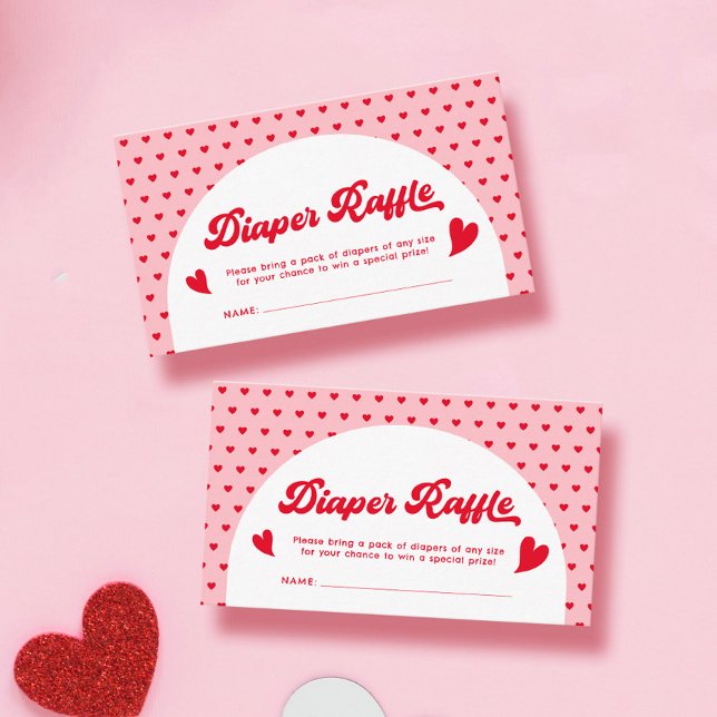 Red and Pink Valentine Baby Shower Diaper Raffle Enclosure Card (Creator Uploaded)