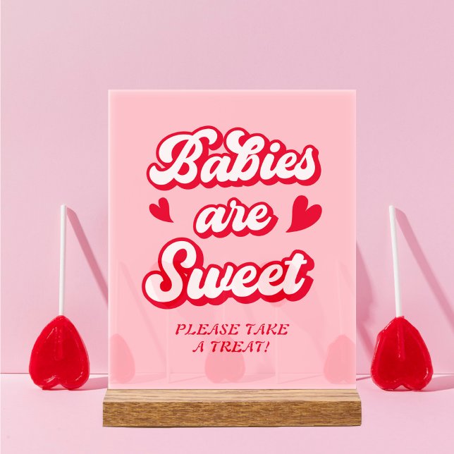 Red and Pink Valentine Baby Shower Favour Acrylic Sign (Creator Uploaded)
